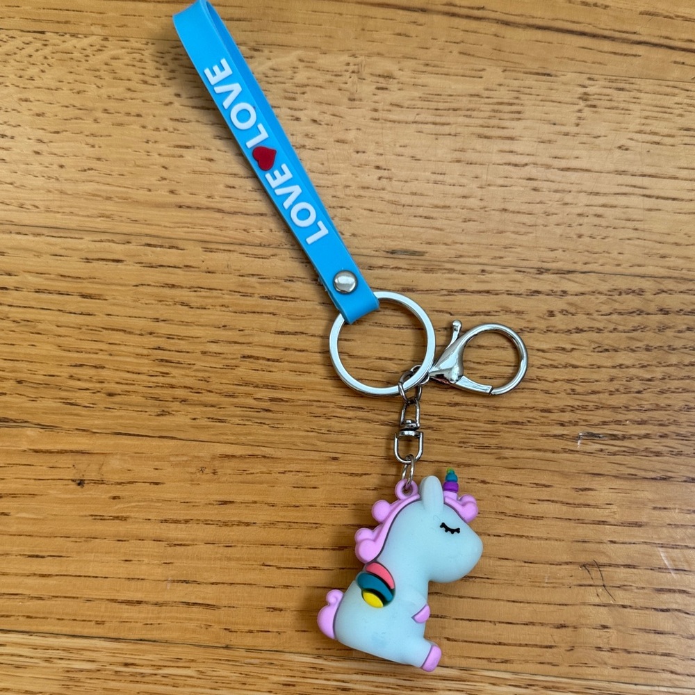 Charming Unicorn Keychain with Blue Strap